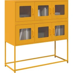 vidaXL Aparador de acero laminado en frío amarillo 100,5x39x107 cm Amarillo mostaza