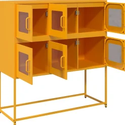 vidaXL Aparador de acero laminado en frío amarillo 100,5x39x107 cm Amarillo mostaza