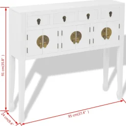 vidaXL Armarios Y Almacenamiento-Aparador de estilo chino de madera maciza blanco