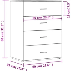vidaXL Aparador de madera de ingeniería 60x39x80 cm Gris sonoma Online