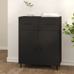 vidaXL Aparador de madera de ingeniería 69,5x34x90 cm Negro Sale