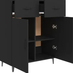 vidaXL Aparador de madera de ingeniería 69,5x34x90 cm Negro Sale