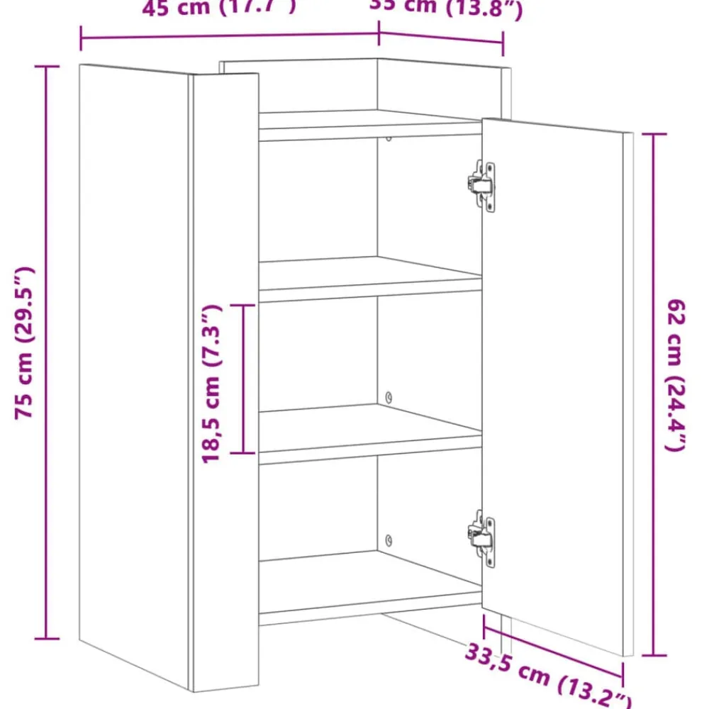 vidaXL Armarios Y Almacenamiento-Aparador de madera de ingeniería gris hormigón 45x35x75 cm