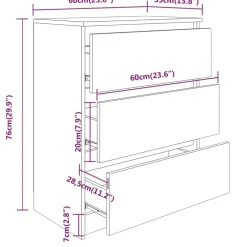 vidaXL Aparador de madera contrachapada color 60x35x76 cm Roble Sonoma Best