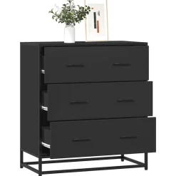 vidaXL Armarios Y Almacenamiento-Aparador de madera de ingeniería y metal 68x35x76 cm