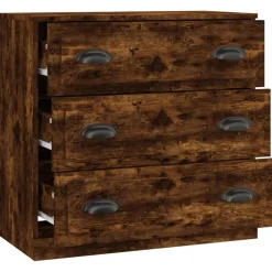 vidaXL Aparador de madera contrachapada 70x35,5x67,5 cm Roble ahumado Online