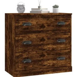 vidaXL Aparador de madera contrachapada 70x35,5x67,5 cm Roble ahumado Online