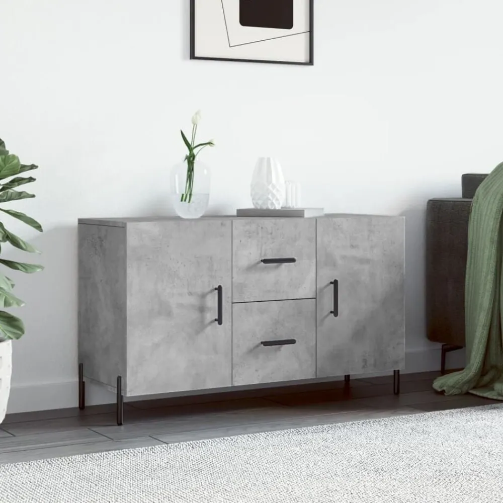 vidaXL Aparador de madera de ingeniería gris hormigón 100x36x60 cm Gris hormigón Discount