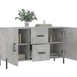 vidaXL Aparador de madera de ingeniería gris hormigón 100x36x60 cm Gris hormigón Discount