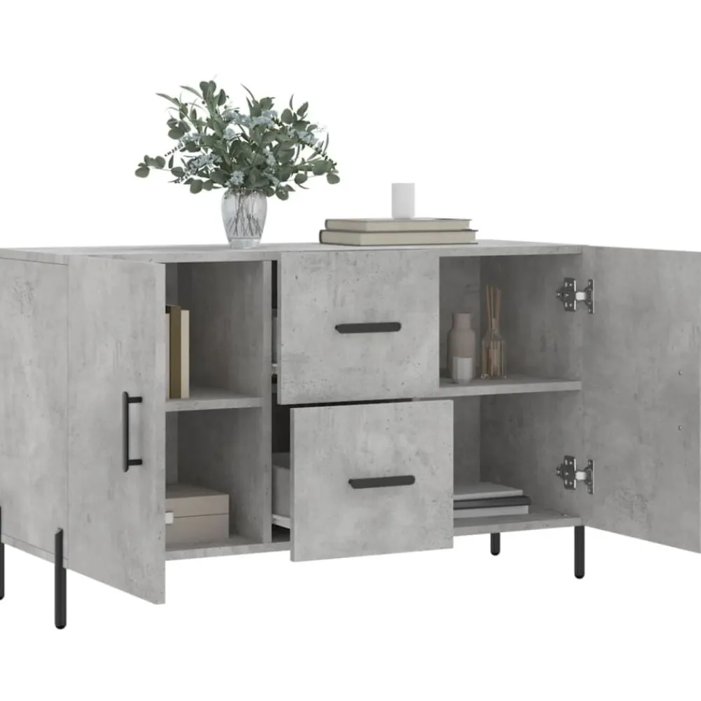 vidaXL Aparador de madera de ingeniería gris hormigón 100x36x60 cm Gris hormigón Discount