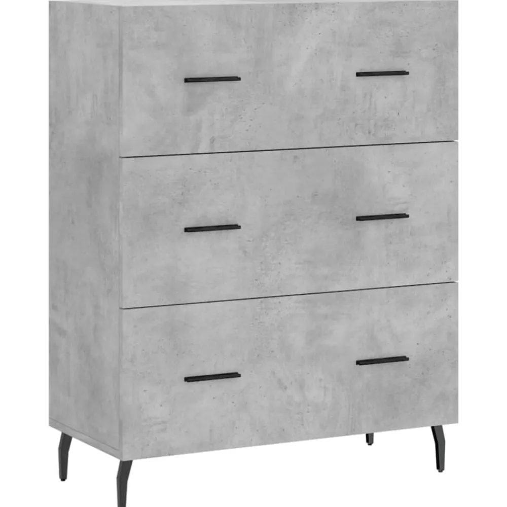 vidaXL Armarios Y Almacenamiento-Aparador de madera de ingeniería gris hormigón 69,5x34x90 cm
