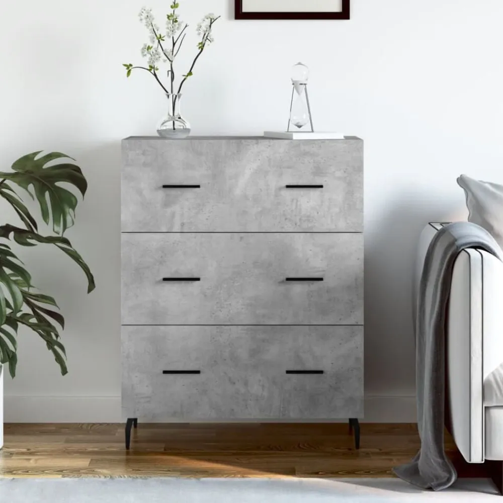 vidaXL Armarios Y Almacenamiento-Aparador de madera de ingeniería gris hormigón 69,5x34x90 cm