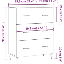 vidaXL Armarios Y Almacenamiento-Aparador de madera de ingeniería gris hormigón 69,5x34x90 cm