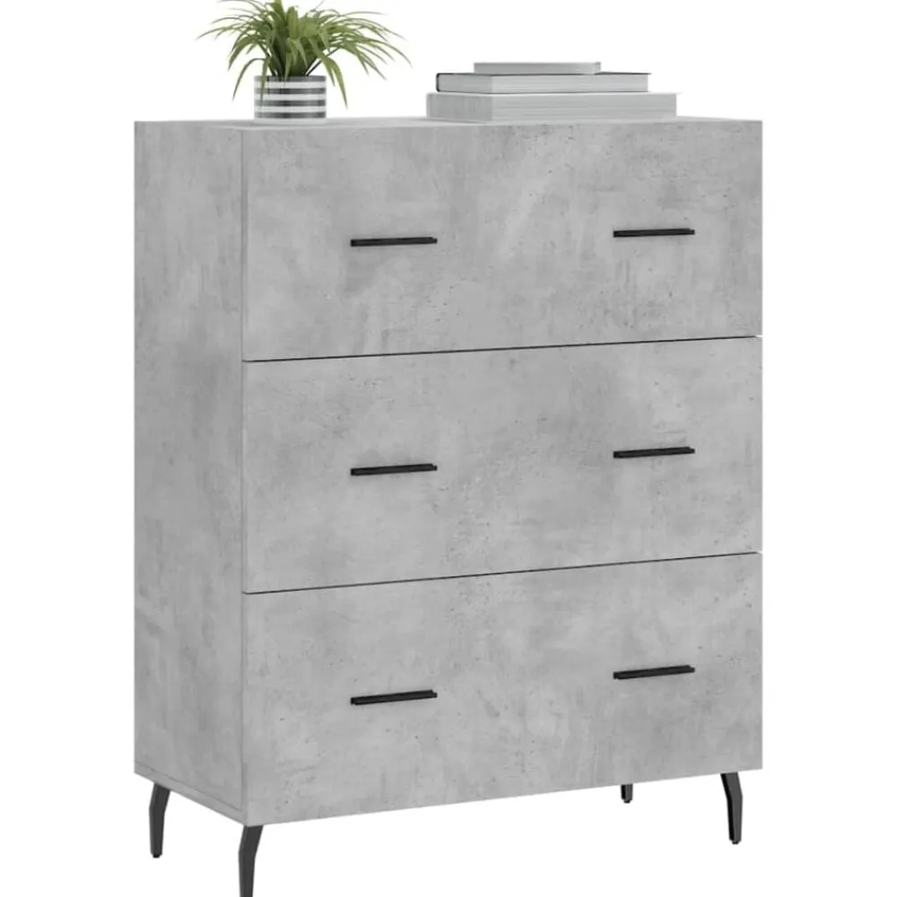 vidaXL Armarios Y Almacenamiento-Aparador de madera de ingeniería gris hormigón 69,5x34x90 cm