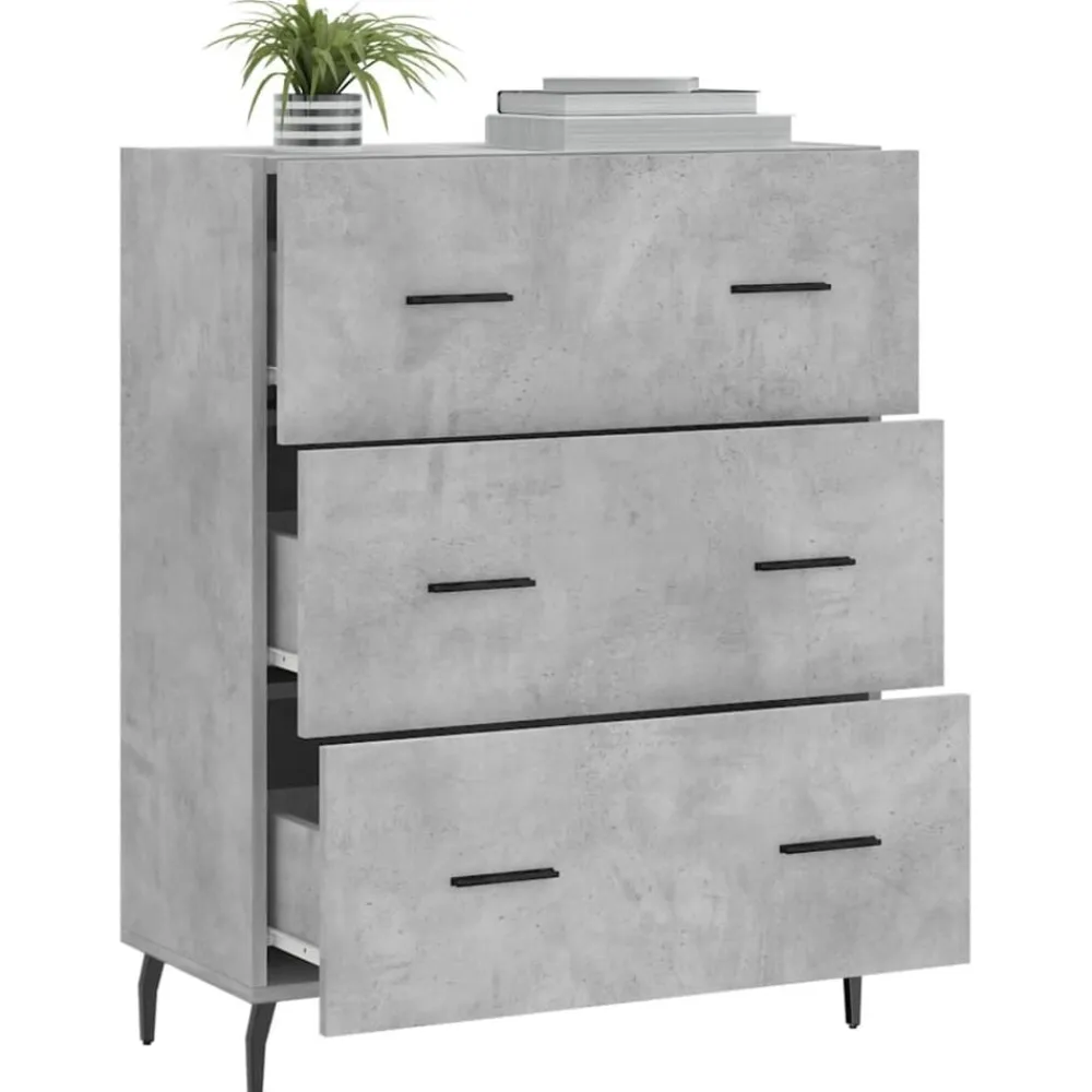 vidaXL Armarios Y Almacenamiento-Aparador de madera de ingeniería gris hormigón 69,5x34x90 cm
