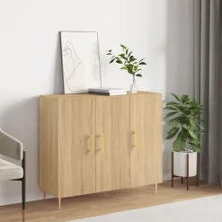 vidaXL Armarios Y Almacenamiento-Aparador de madera de ingeniería 90x34x80 cm