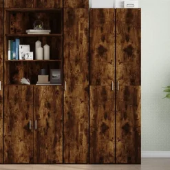 vidaXL Aparador de madera de ingeniería 30x42,5x185 cm Roble ahumado Discount
