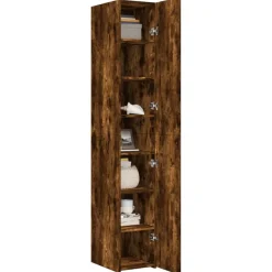 vidaXL Aparador de madera de ingeniería 30x42,5x185 cm Roble ahumado Discount
