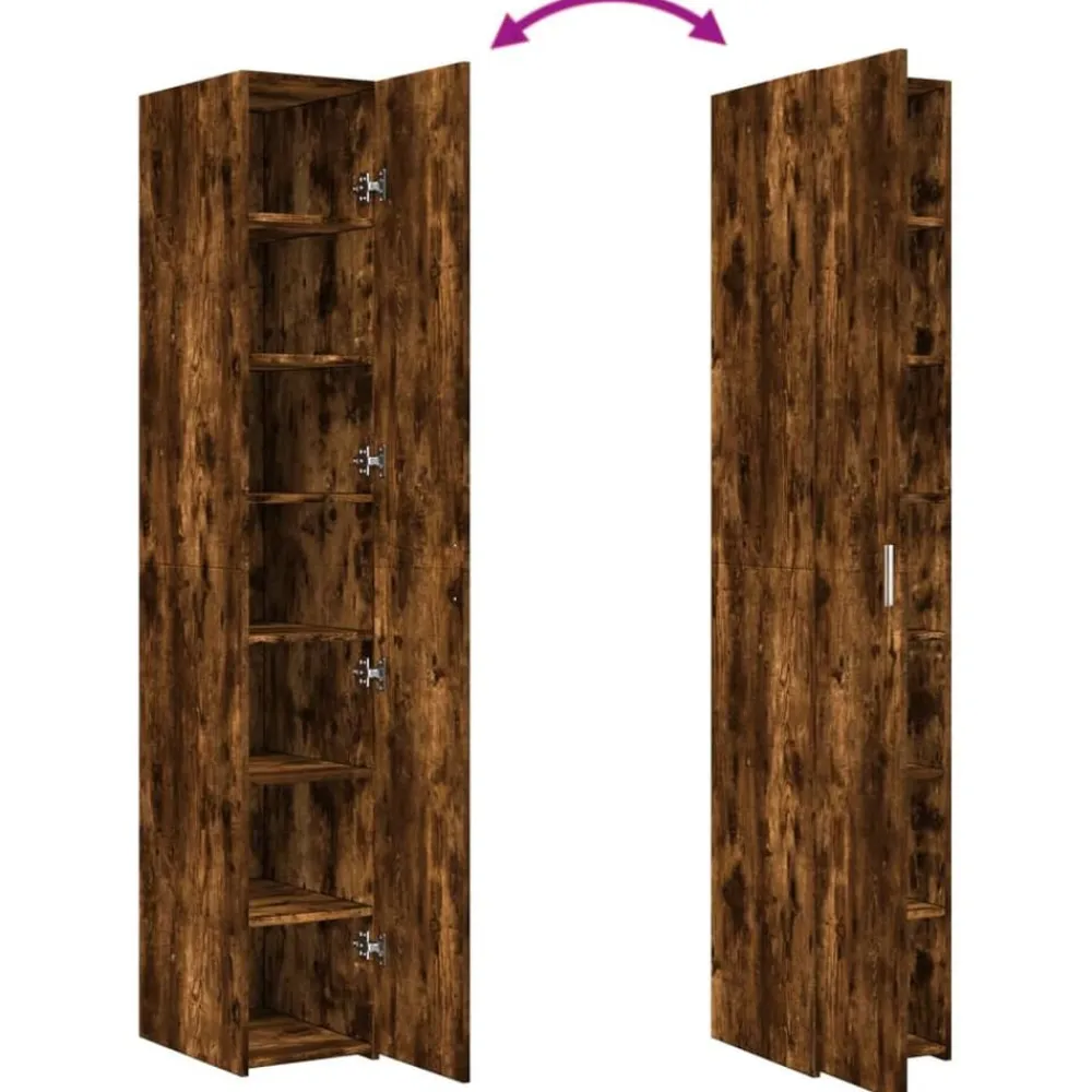 vidaXL Aparador de madera de ingeniería 30x42,5x185 cm Roble ahumado Discount