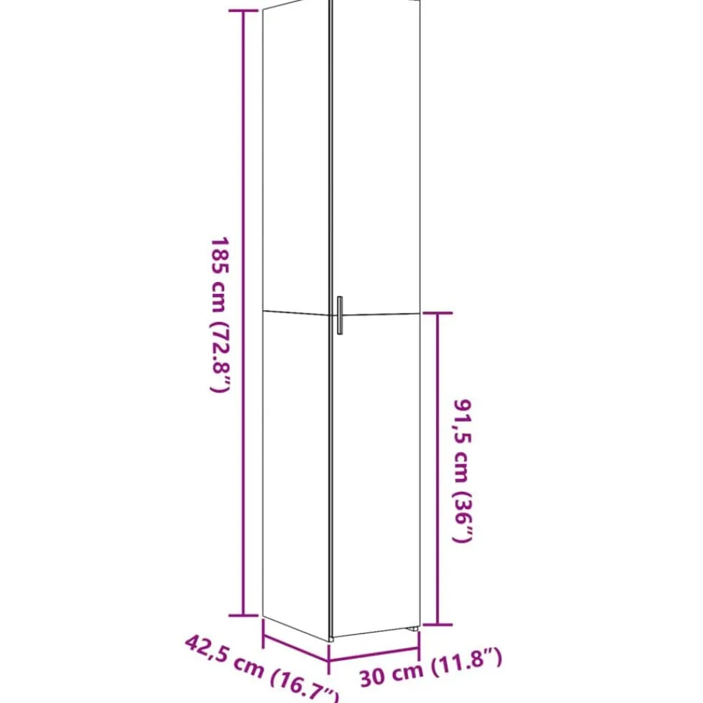 vidaXL Aparador de madera de ingeniería 30x42,5x185 cm Roble ahumado Discount