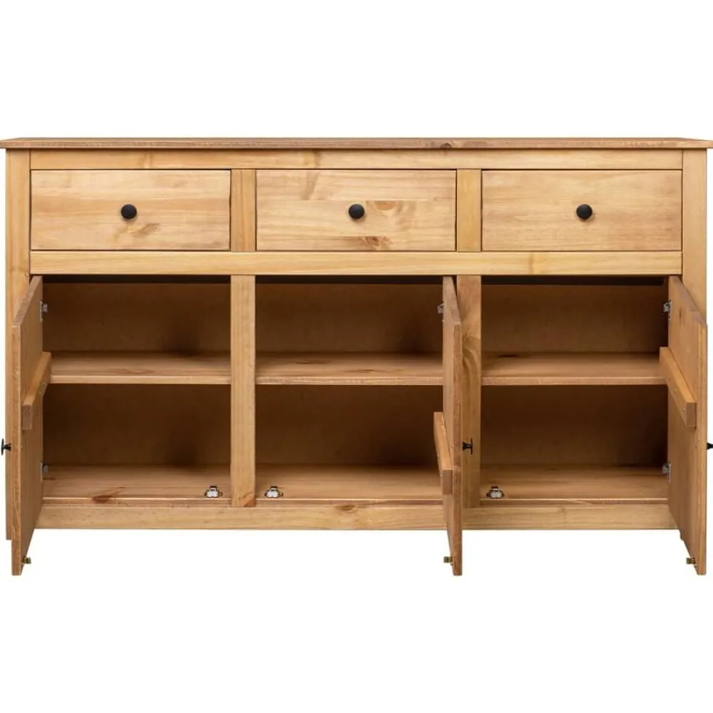 vidaXL Armarios Y Almacenamiento-Aparador de madera maciza de pino estilo Panamá 135x40x80 cm