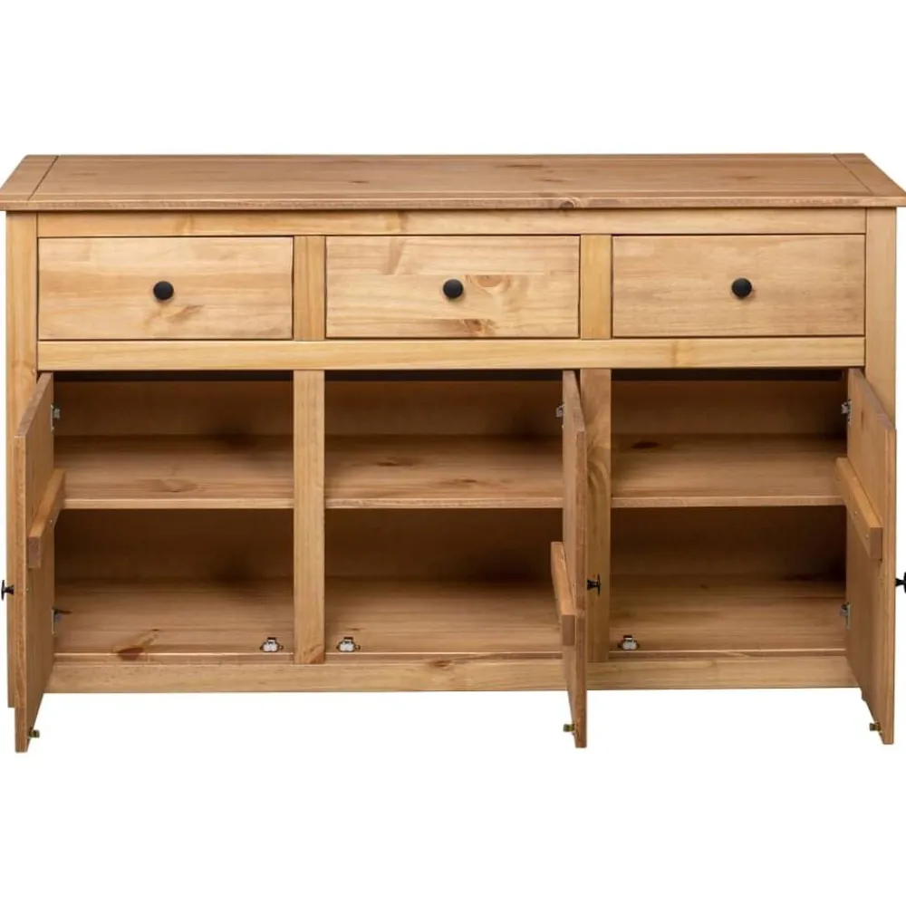 vidaXL Armarios Y Almacenamiento-Aparador de madera maciza de pino estilo Panamá 135x40x80 cm