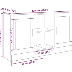 vidaXL Armarios Y Almacenamiento-Aparador de madera de ingeniería 120x30,5x70 cm