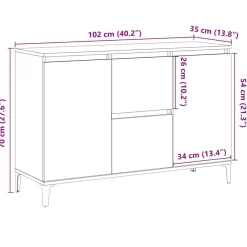 vidaXL Aparador de madera de ingeniería 102x35x70 cm Roble artisan Online