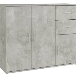 vidaXL Aparador de madera contrachapada gris hormigón 91x29,5x75 cm Gris hormigón New