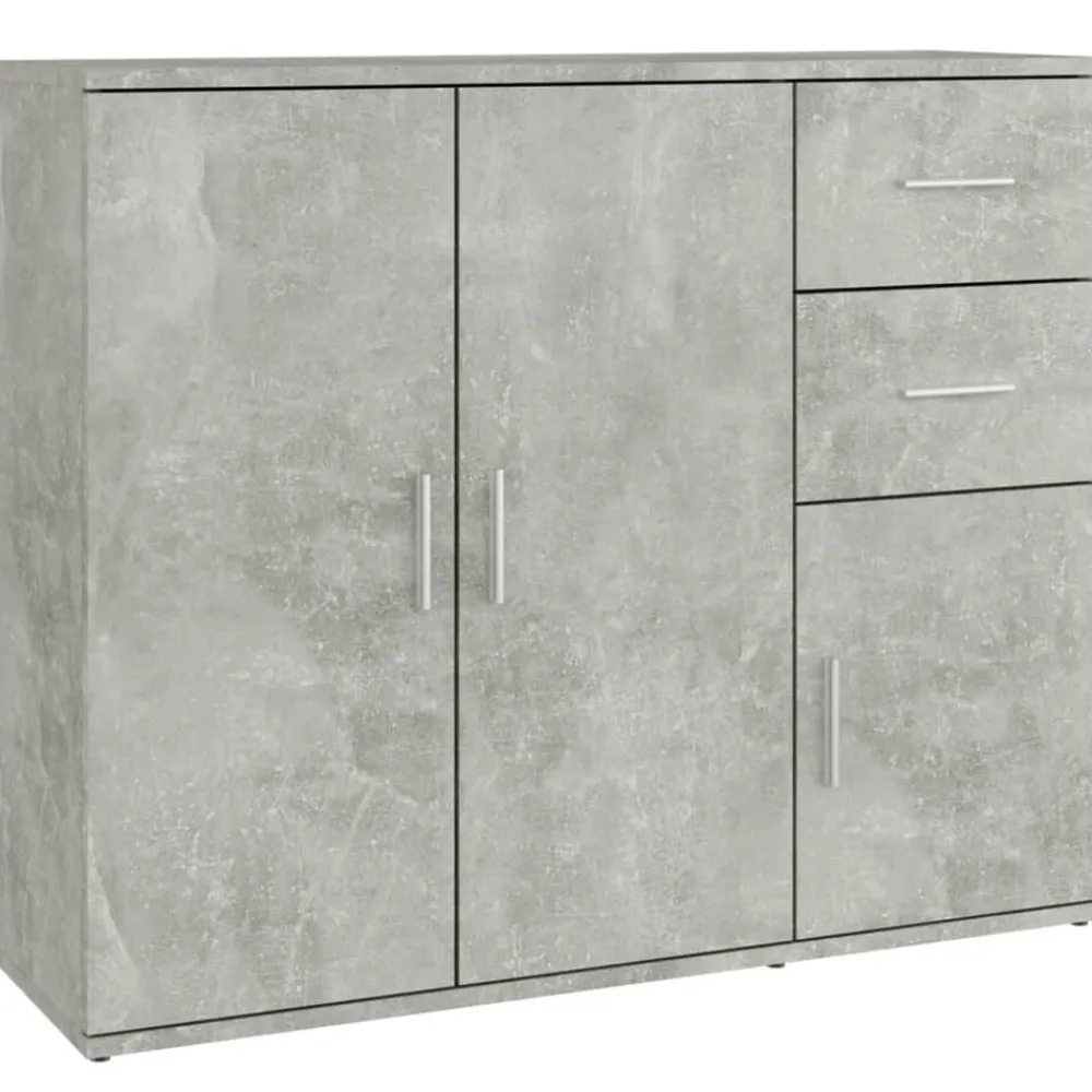 vidaXL Aparador de madera contrachapada gris hormigón 91x29,5x75 cm Gris hormigón New