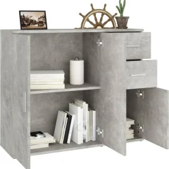 vidaXL Aparador de madera contrachapada gris hormigón 91x29,5x75 cm Gris hormigón New