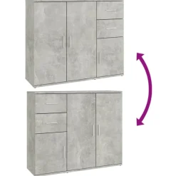 vidaXL Aparador de madera contrachapada gris hormigón 91x29,5x75 cm Gris hormigón New