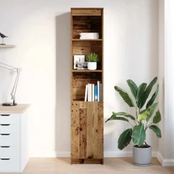 vidaXL Aparador de madera vieja 37,5x35x180 cm Madera de ingeniería Madera antigua Clearance