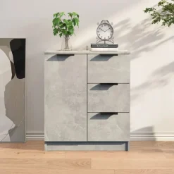 vidaXL Aparador de madera contrachapada gris hormigón 60x30x70 cm Gris hormig&oacute;n New