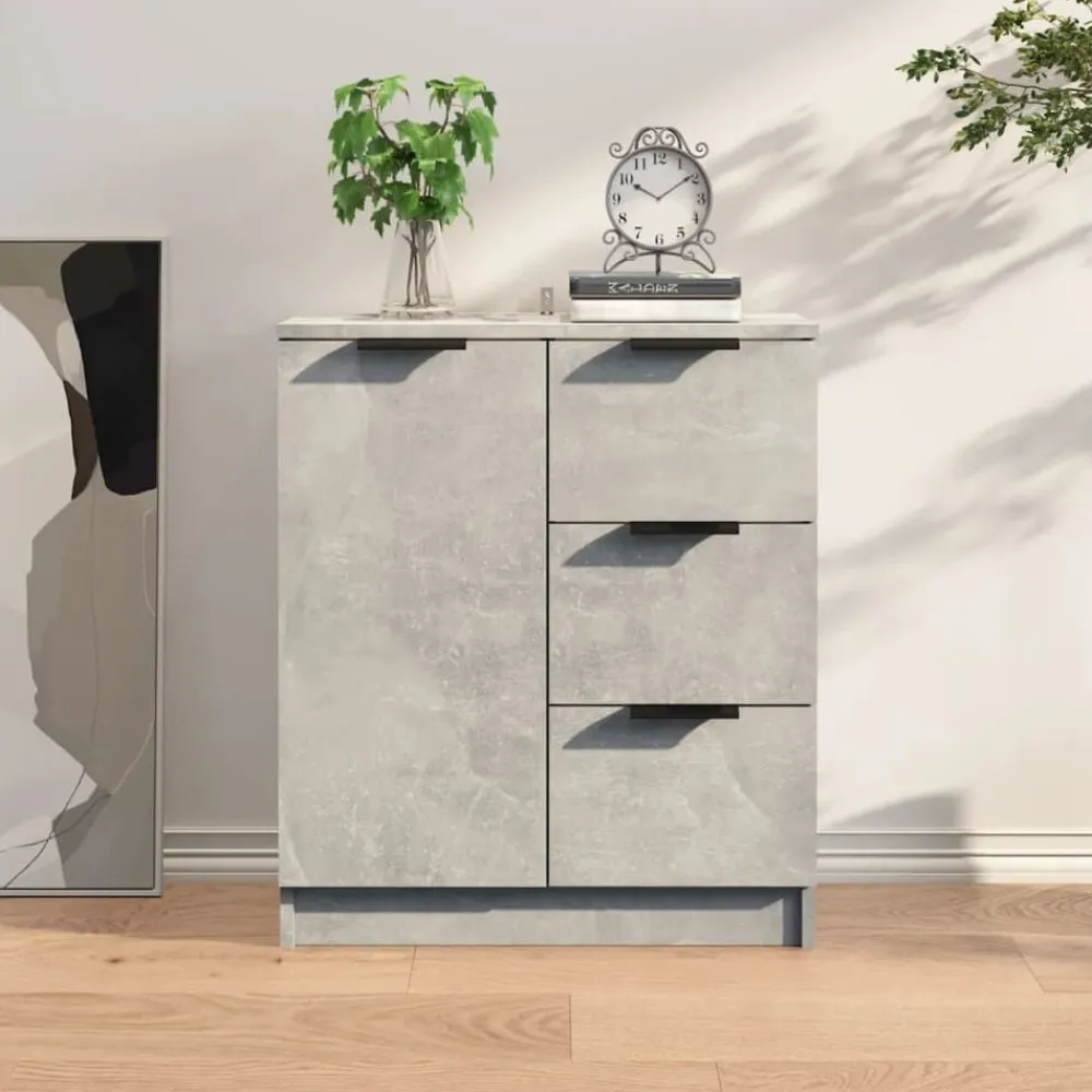 vidaXL Aparador de madera contrachapada gris hormigón 60x30x70 cm Gris hormigón New