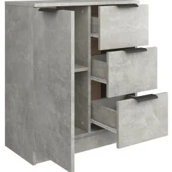 vidaXL Aparador de madera contrachapada gris hormigón 60x30x70 cm Gris hormigón New