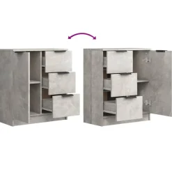 vidaXL Aparador de madera contrachapada gris hormigón 60x30x70 cm Gris hormigón New