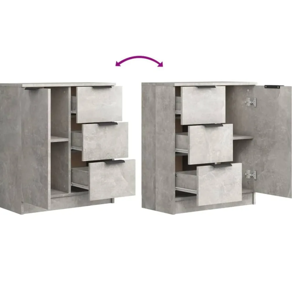 vidaXL Aparador de madera contrachapada gris hormigón 60x30x70 cm Gris hormigón New