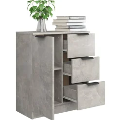 vidaXL Aparador de madera contrachapada gris hormigón 60x30x70 cm Gris hormigón New