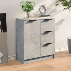 vidaXL Aparador de madera contrachapada gris hormigón 60x30x70 cm Gris hormigón New
