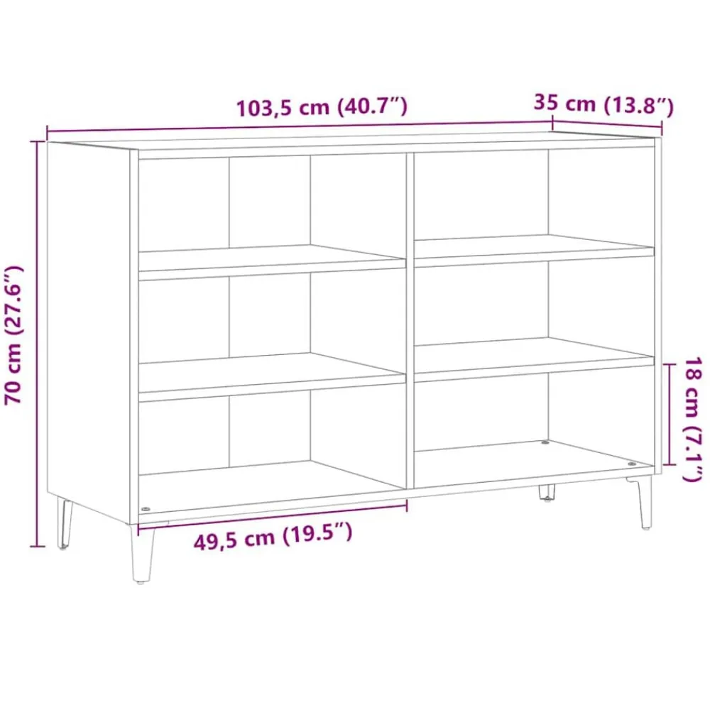vidaXL Armarios Y Almacenamiento-Aparador de madera de ingeniería 103,5x35x70 cm
