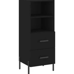 vidaXL Aparador de madera contrachapada 34,5x34x90 cm Negro