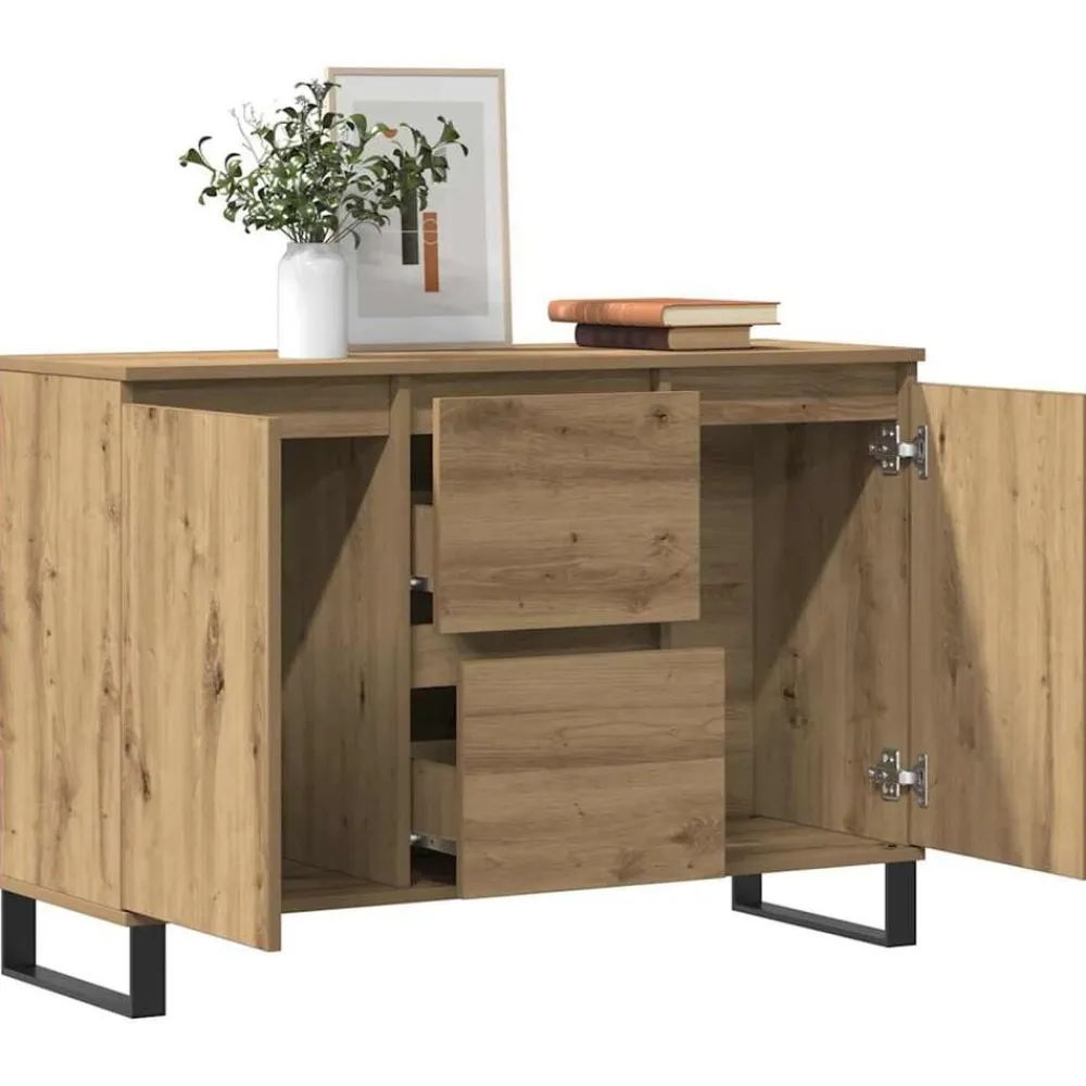 vidaXL Aparador de madera de ingeniería 101,5x35x70 cm Roble artisan Sale