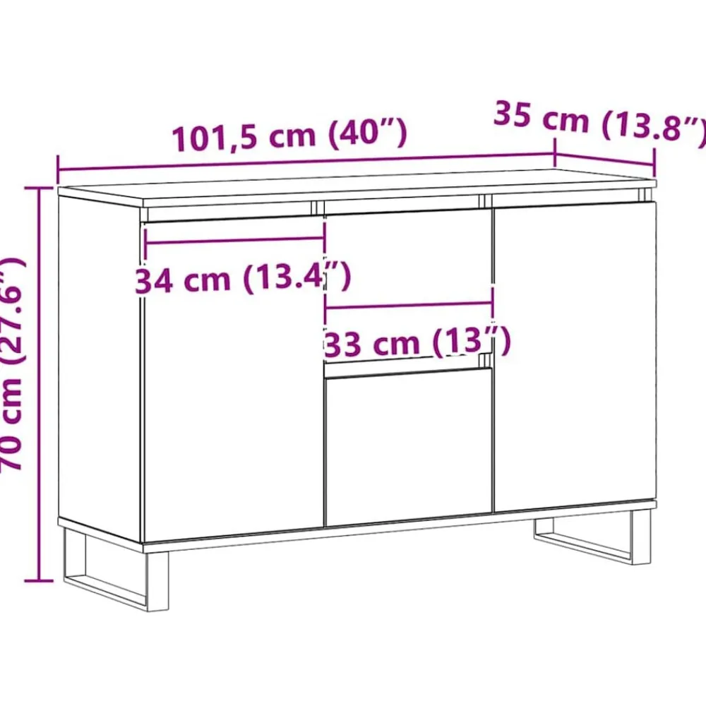 vidaXL Aparador de madera de ingeniería 101,5x35x70 cm Roble artisan Sale