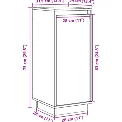 vidaXL Armarios Y Almacenamiento-Aparador de madera maciza de pino 31,5x34x75 cm