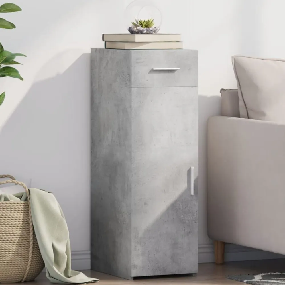 vidaXL Aparador de madera de ingeniería gris hormigón 30x42,5x93 cm Gris hormigón New