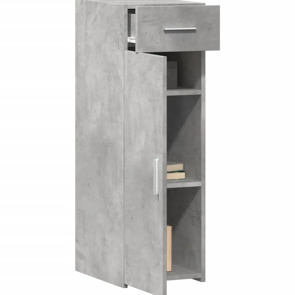 vidaXL Aparador de madera de ingeniería gris hormigón 30x42,5x93 cm Gris hormigón New