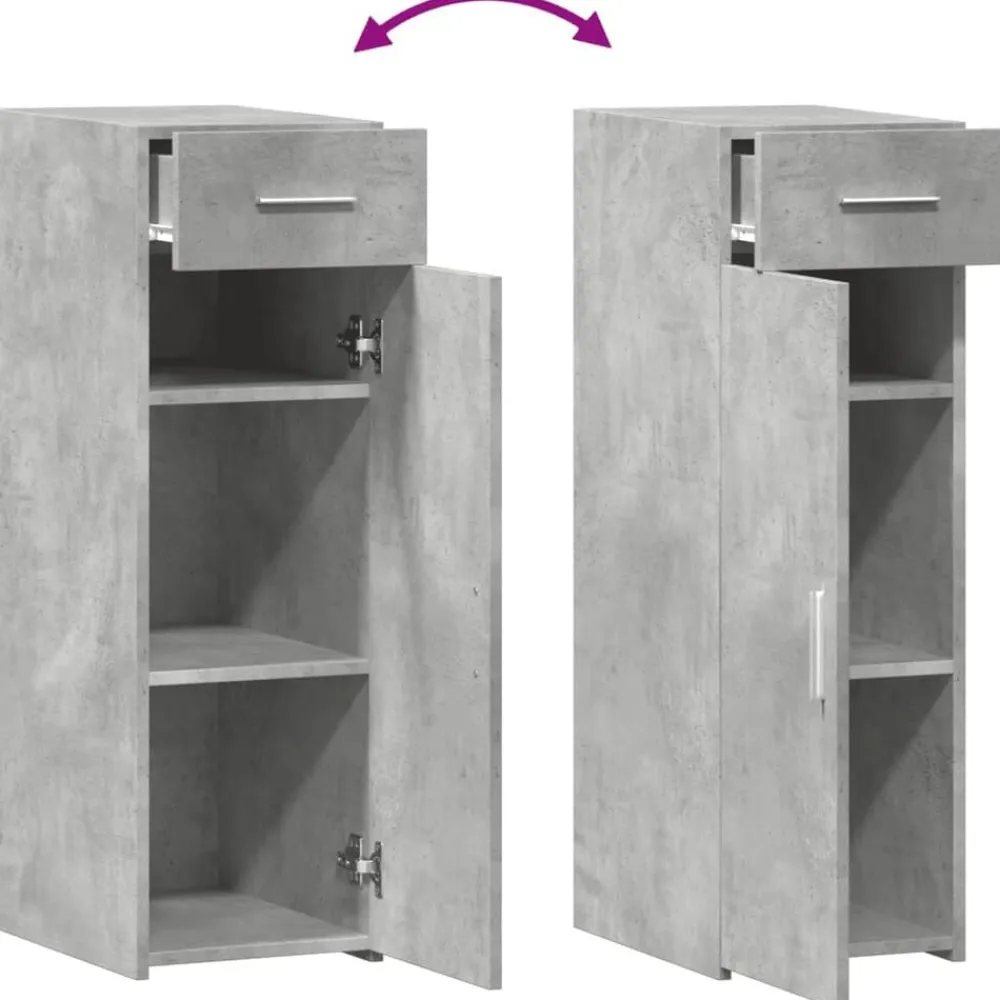 vidaXL Aparador de madera de ingeniería gris hormigón 30x42,5x93 cm Gris hormigón New