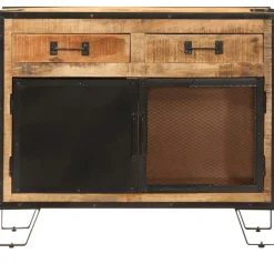 vidaXL Armarios Y Almacenamiento-Aparador de madera maciza mango sin tratar y metal 80x31x66 cm