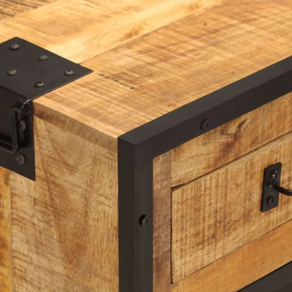 vidaXL Armarios Y Almacenamiento-Aparador de madera maciza mango sin tratar y metal 80x31x66 cm